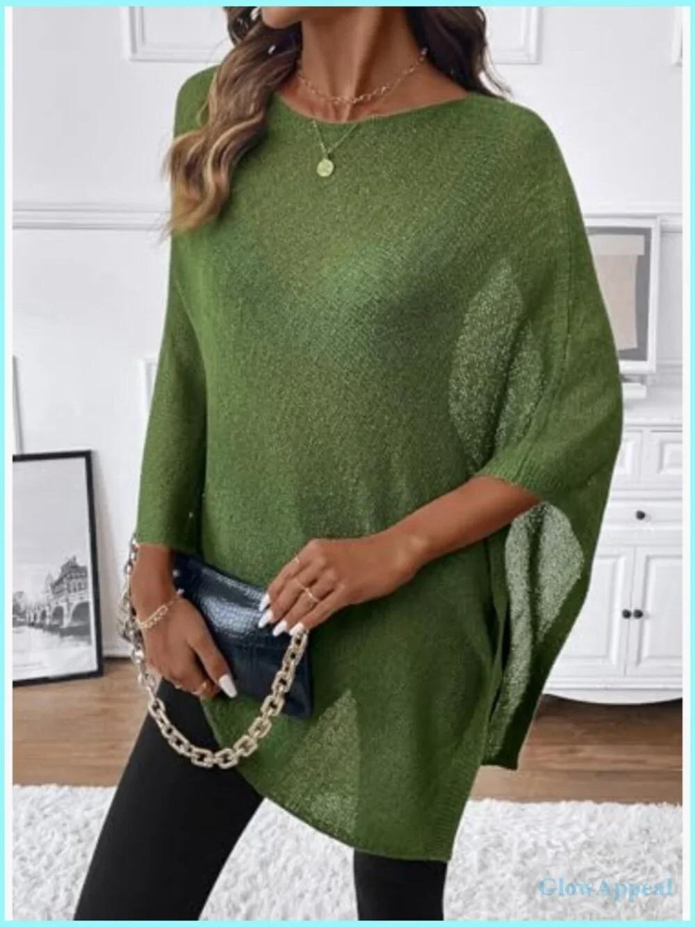 Sheer Knit Poncho Crochet Mesh Beach Cover Up Loose Fit Acrylic